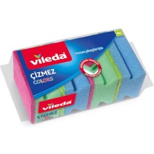Pratik Ev 169750 Colors Oluklu Çizmez Sünger, Yeşil-Mavi-Pembe, 4'lü