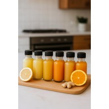 Pratik Ev Şeffaf Cam Shot Şişesi Siyah Plastik Kapaklı Hediyelik Koku Süs Çok Amaçlı Şişe 50 Ml, 6 Adet