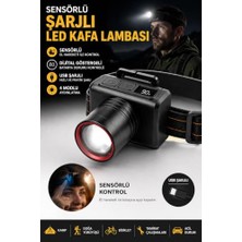 Pratik Ev Kafa Lambası Sensörlü Güçlü LED Işıklı Type C Şarjlı Profesyonel Suya Dayanıklı Kamp Av Feneri