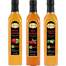 Pratik Ev Elma + Alıç + Enginar Sirkesi 500 ml 3'lü Set Doğal Fermantasyon Içilebilir Katkısız Cam Şişe