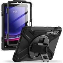 Pratik Ev Samsung Galaxy Tab S10 Lite FE/S10/S9 Fe/s9 Uyumlu Siyah Defender Askılı Zırhlı Tank Kılıfı