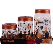Pratik Ev 139357-810 Desenli Kavanoz Seti 3'lü (425-660-1000 Ml)