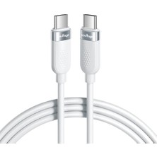 Pratik Ev Usb-C To Usb-C Silikon Hızlı Şarj ve Veri Kablosu, 60W Pd 480 Mbps, Yumuşak ve Dolaşmaya Dirençli, Telefon Tablet Laptop Uyumlu, 1 Metre, Beyaz