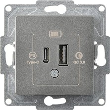 Pratik Ev 20W Type A + Type Cmekanizma, Eqona Füme 2 Çıkışlı USB Şarj Prizi