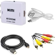 Pratik Ev Rca Av To HDMI Çevirici, HDMI Kablo ve Rca Kablo