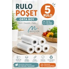 Pratik Ev Poşet, Orta Boy X5 Rulo Market Manav Poşeti Çöp Poşeti 23X45 Cm, Rulo Atlet