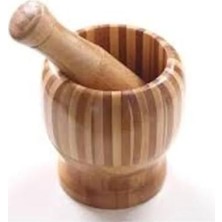 Pratik Ev Büyük Boy Bambu Havan Ahşap Havandan Daha Kaliteli Ceviz Sarımsak Döveceği Havan Vip Kalite
