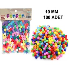 Hobialem 100 Adet, Ponpon, 10 mm Renkli Ponpon, Peluş Ponpon, Minik Ponpon