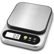Pratik Ev 10 kg Dijital Hassas Mutfak Tartısı; LCD Ekranlı, Paslanmaz Çelik Tartım Yüzeyi, Dara (Tare) Fonksiyonlu, Gram & Ons Ölçüm