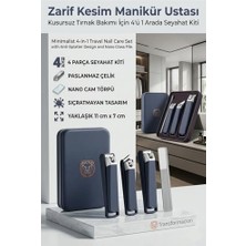Pratik Ev Paslanmaz Çelik Tırnak Makas Seti; 4'ü 1 Arada Sıçratmaz Büyük Tırnak Makası, Orta Tırnak Makası, Eğik Tırnak Makası ve Nano Cam Törpü, Metal Seyahat Kutulu