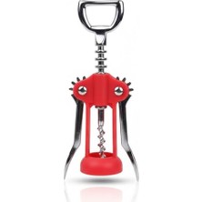 Pratik Ev Kırmızı Kanatlı Tirbuşon Şarap Açacağı, Paslanmaz Çelik Vidalı, Ergonomik Kollu, 15 cm