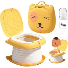 Pratik Ev Cat Potty Katlanabilir Çocuk Tuvaleti, Çok Fonksiyonlu Taşınabilir Alıştırma Lazımlığı (Sarı)