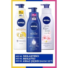 Pratik Ev Vücut Losyonu Değerli Yağlar, Kiraz Çiçeği ve Jojoba Yağı 400 ml & Q10 Sıkılaştırıcı & Vücut Sütü 400 ml