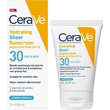 Pratik Ev Yüz ve Vücut Için Nemlendirici Şeffaf Güneş Koruyucu Spf 30, Çinko Oksitli, Hyaluronik Asitli, Niasinamidli ve Seramidli 3 Oz