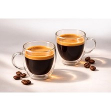 Pratik Ev Fincan; Seti 80 ml Şeffaf Espresso Kahve Kupaları; Shot Bardakları; Çift Cidarlı Espresso Fincanları; Espresso Makinesi Için Uygun; Çift Cidarlı 2'li Kulplu Espresso