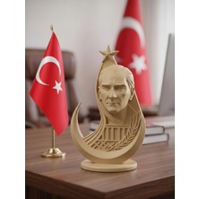 Eosanthe Atatürk ve Ay Yıldız Temalı Hediyelik Büst Klasik Anıtkabir Detaylı Ofis Masa Aksesuarı - Tasarım Dekoratif Obje ( 20 cm x 19 cm )