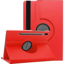 Pratik Ev Galaxy Tab S7 T870 T875 T877 Uyumlu Kırmızı, 360° Dönebilen Standlı Kılıf