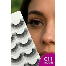 Pratik Ev Ruby Face Doğal Görünümlü Ipek Bütün 5'li Takma Kirpik Seti- 5 Çift Gerçek Takma Kirpik- Model: C11