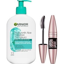 Pratik Ev Hyaluronik Aloe Temizleyici 250 ml ve Intense Black Lash Sensational Maskara Seti