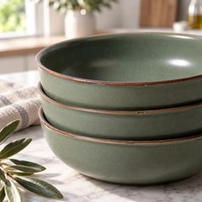 Güral Porselen Ece 23 cm Salata Kasesi Mat Yeşil 26Y