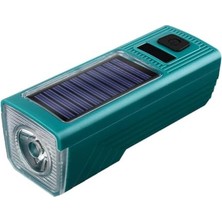 Pratik Ev 1000 Lümen 5 Modlu Su Geçirmez Solar Güneş Enerjili USB Şarjlı Bisiklet Farı Yeşil