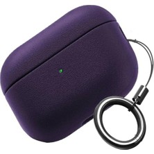 Pratik Ev Airpods 4. ve 5. Nesil ile Uyumlu Leather Skin Serisi Parmak Izi Tutmayan Dış Yüzeye Sahip ve Mükemmel Koruma Sağlayan Orta Sertlikte Silikon Kılıf (Mor, Airpods 4/5)