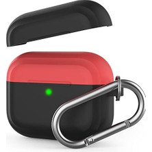 Pratik Ev Airpods Pro 1. ve 2. Nesil Uyumlu Siyah Silikon Kılıf, Kablosuz Şarj ve Karabina