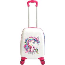 Pratik Ev Mypolo Kids Beyaz Unicorn Desenli; Beyaz Unicorn, Kız Çocuk Valizi, Beyaz, Abs Malzeme, Çocuk Boy, Gedox