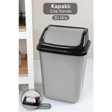 Pratik Ev Plastik Kapakli 30 L Cop Kovasi, BRC185516072025