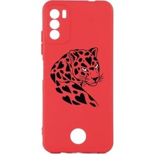 Pratik Ev S19 Max Pro S ile Uyumlu Leopar Desenli Kamera Korumalı Kırmızı Silikon Kılıf