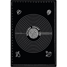 Pratik Ev Siyah 1 Sınıf Kaliteli Silikon Ölçülü Çok Amaçlı Hamur Açma Matı 45 cm x 65