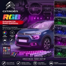 OtoÇizgi Citroen C3 Ayak Altı LED Kumandalı Araç Içi Aydınlatma 4 Lü Sese Duyarlı Renk Değiştirme Özellikli