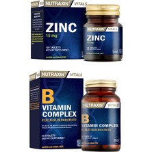 Nutraxin Çinko Takviyesi 15 Mg 100 Tablet + B Vitamin Kompleksi 60 Tablet Yetişkinler İçin