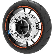 Pratik Ev 4 Parçalı Keskin Jant Şeridi Sticker Reflektif Floresan, Floresan Turuncu