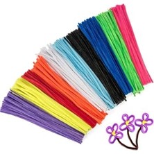Pratik Ev Renkli Şönil, 50 Adet, Tüylü Tel, 30 Cm, Eğitici Şönil Seti, Peluş Tel