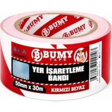 Pratik Ev Ikaz Emniyet Şerit Bandı/kırmızı - Beyaz; 60 mm x 110 mt