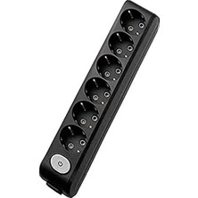 Pratik Ev Multi-Let Siyah Altılı Priz Anahtarlı Toprak Klemensli Çocuk Korumalı