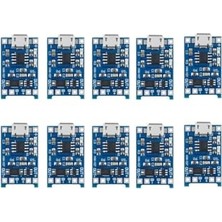 Pratik Ev 10 Adet TP4056 18650 Micro USB Korumalı Lityum Pil Şarj Devresi