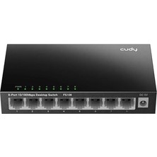 Pratik Ev FS108 8-Port 10/100MBPS Metal Kasa Masaüstü Switch, Tak ve Çalıştır, Duvara Monte Edilebilir, Fansız Sessiz Çalışma