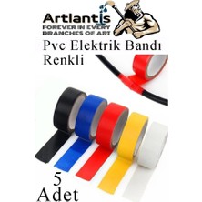 Pratik Ev Renkli Elektrik Bandı 5 Adet Pvc Izolo Bant Elektrikçi Bandı Su Geçirmez Isıya Dayanıklı Yalıtım Bandı
