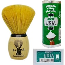 Pratik Ev 236 Doğal Kıl Tıraş Fırçası, Derby Usta Tıraş Sabunu, 10'lu Derby Usta Jilet, Klasik Tıraş Seti