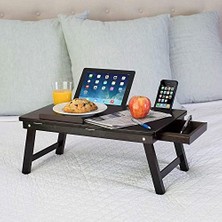 Pratik Ev Eğim Ayarlı Ahşap Portatif Tablet Laptop Sehpası Keyif Masası
