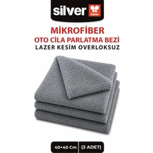 Silver Home 3'lü Mikrofiber Oto Cila ve Parlatma Bezi 40X40 cm 300 Kalite Lazer Kesim Ultra Soft ( Dikişsiz/kenarsız )