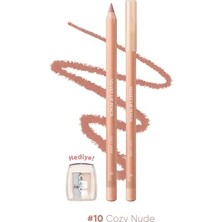 Pratik Ev Kremsi Formüllü Dudak Kalemi ve Kalemtıraş Seti Velvet Lip Pencil Set 10 Cozy Nude