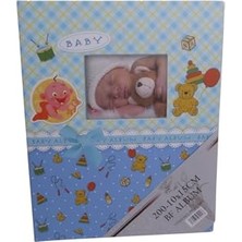 Pratik Ev Bf Albüm 10X15 200'LÜK Bebek Albümü Desenli (Penceresiz) (Mavi Kareli Desenli)