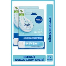 Pratik Ev Renksiz Dudak Bakım Kremi Hydro Care 4.8 G, 24 Saat Nemlendirici, SPF15 Güneş Koruyucu, X2 Adet