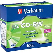 Pratik Ev 700 MB Cd-Rw Yeniden Yazılabilir Boş Medya, 4X-12X, 10 Disk, Ince Mücevher Kılıfı, Gümüş