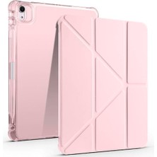 Pratik Ev Kılıf, Apple ile Uyumlu iPad Air 11 2025 M3 Tri Folding Kalem Bölmeli Standlı Kılıf Rose Gold