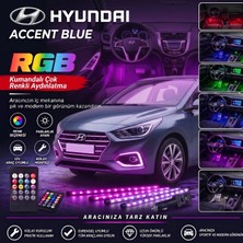 OtoÇizgi Hyundai Accent Blue  Ayak Altı LED Kumandalı Araç Içi Aydınlatma 4 Lü Sese Duyarlı Renk Değiştirme Özellikli