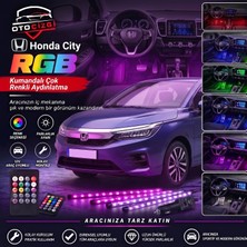 OtoÇizgi Honda City Ayak Altı LED Kumandalı Araç Içi Aydınlatma 4 Lü Sese Duyarlı Renk Değiştirme Özellikli